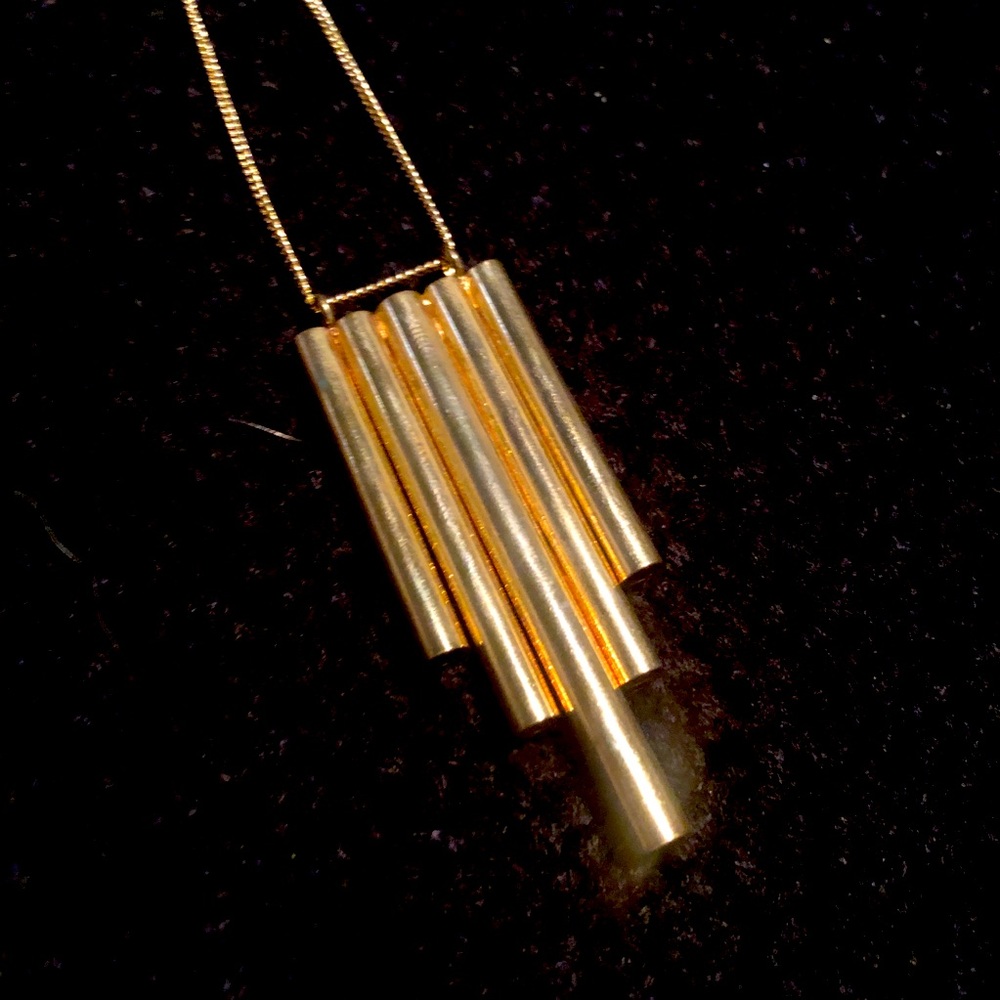Long brass/ gold tone necklace